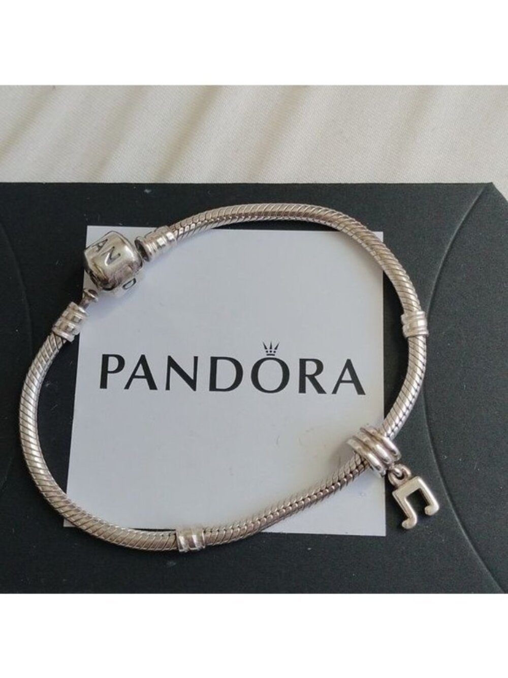 Pandora Sterling Silver Snakechain 7.0" Starter Bracelet w/Music Note Charm  790